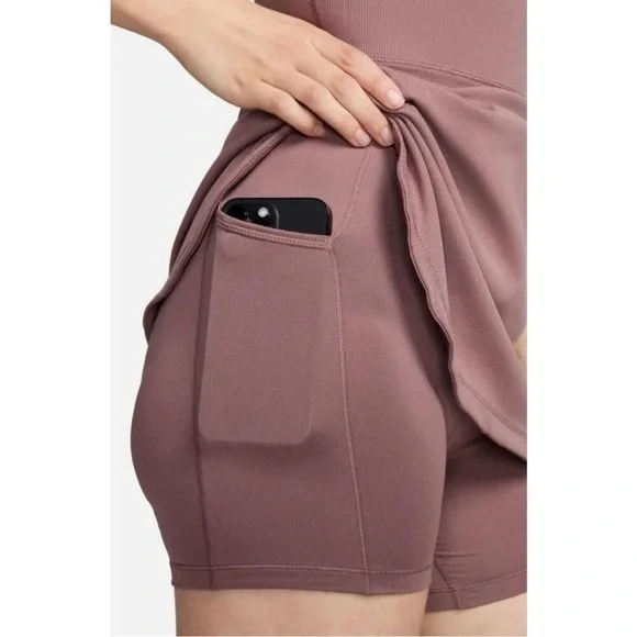 NWT Nike MAUVE Dri-FIT One Scoop Neck Ribbed Dress Romper - Picture 5 of 8